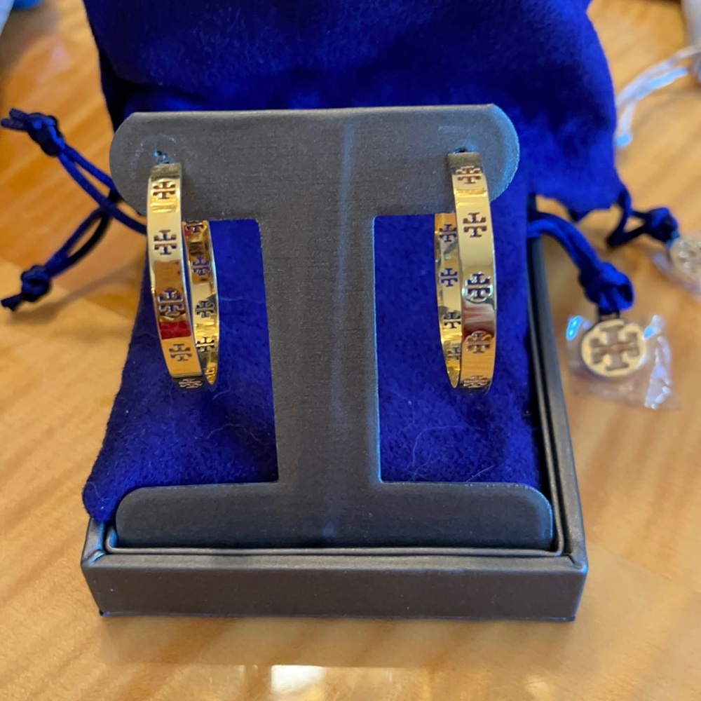 Tory Burch Logo Hoop Earrings
